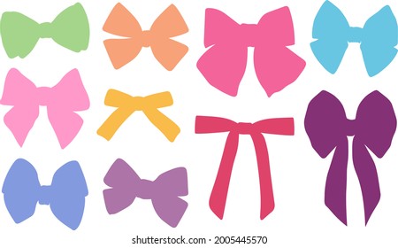 Set colorful bows silhouettes vector illustration