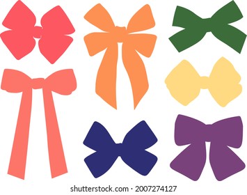 Set colorful bows silhouettes vector illustration