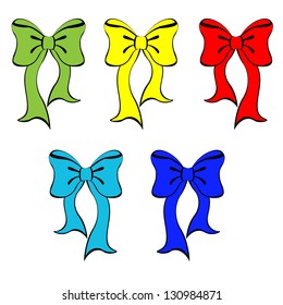set of colorful bows. Vector illustration