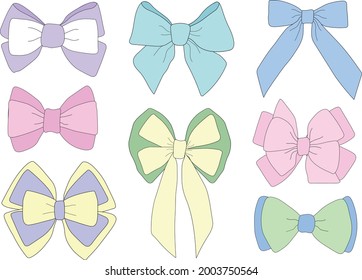 Set colorful bows vector illustration