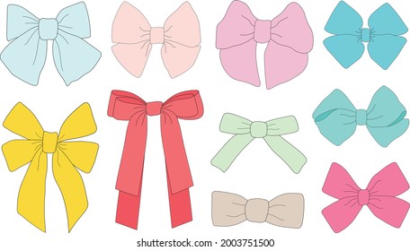 Set colorful bows vector illustration