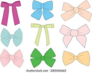 Set colorful bows vector illustration