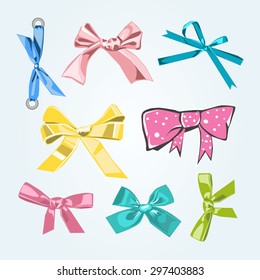 Set of colorful bows. Vector illustration 