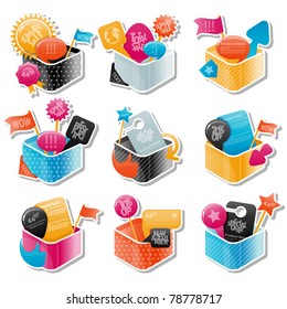 Set of colorful boxes