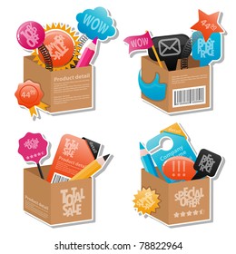 Set of colorful boxes