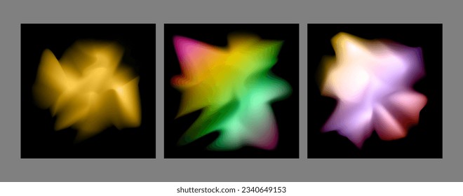 Un conjunto de fondo colorido y luminoso con un desenfoque gradiente. Los colores brillan sobre un fondo negro. Plantilla para afiches, fondos de pantalla, carteles, pancartas y diseño creativo