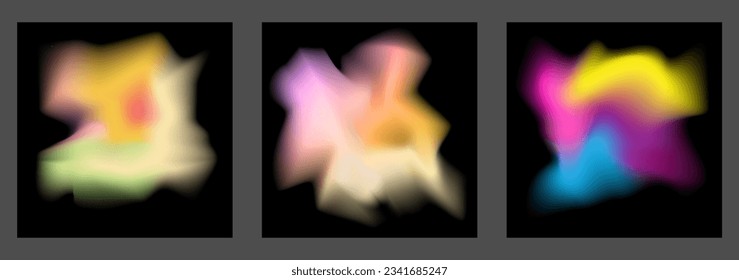 Un conjunto de fondo colorido y luminoso con un desenfoque gradiente. Los colores brillan sobre un fondo negro. Plantilla para afiches, fondos de pantalla, carteles, pancartas y diseño creativo