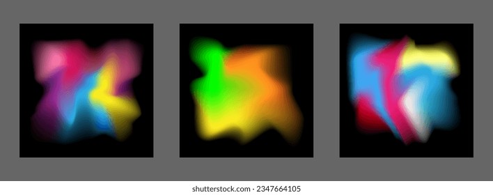 A set of colorful bright backgrounds with gradient blur. Colored glow on a black background. Template for posters, wallpapers, posters, banners and creative design