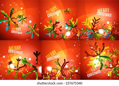 Set of colorful bright Chrismas card, modern abstract template