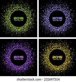 Set of  Colorful Bright New Year 2015 Backgrounds, vector illustration 