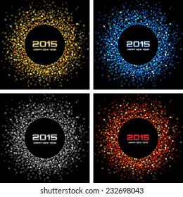 Set of  Colorful Bright New Year 2015 Backgrounds, vector illustration 