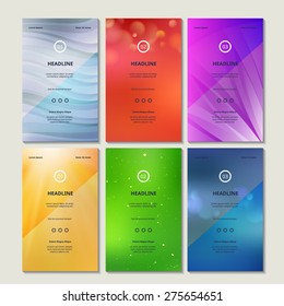 Set of Colorful Brochure Design Templates. Abstract Geometric Blurred Modern Backgrounds. Minimalistic Concept for Applications and Online Services Infographic