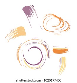Set of colorful brush strokes. Dirty artistic design elements.