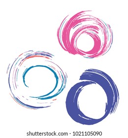 Set of colorful brush strokes. Dirty artistic design elements.