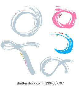 Set of colorful brush strokes. Dirty artistic design elements.