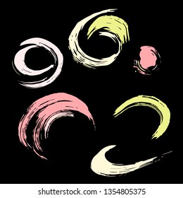 Set of colorful brush strokes. Dirty artistic design elements.