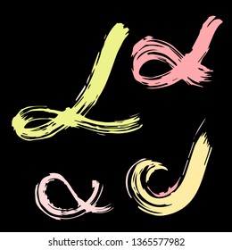 Set of colorful brush strokes. Dirty artistic design elements.