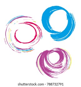 Set of colorful brush strokes. Dirty artistic design elements.