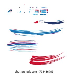 Set of colorful brush strokes. Dirty artistic design elements.