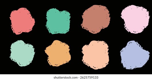 Set of colorful brush strokes, Colorful ink grunge brush strokes. Grunge paint stroke collection isolated on black background.	