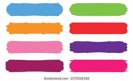 Set of colorful brush strokes, lines, Brush stain or permanent marker pen stroke set. Select the brush lines. Marker color stroke, Vector- EPS 10.