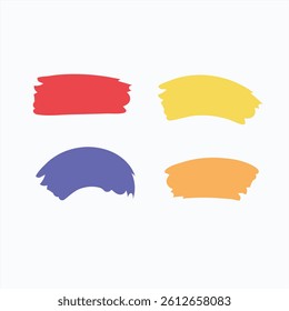 Set of colorful brush strokes, lines, hand painted design elements, Rough grunge edges. Artistic brushes.