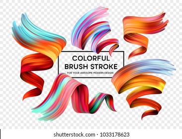 Set Of Colorful Brush Strokes. Modern Design Element. Vector Illustration