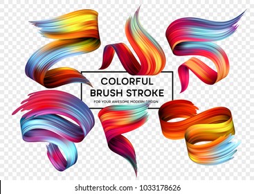 Set Of Colorful Brush Strokes. Modern Design Element. Vector Illustration