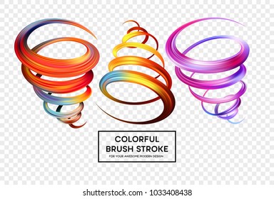 Set of colorful brush strokes. Modern design element. Vector illustration