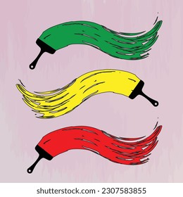 Set of colorful brush strokes. Modern design element.