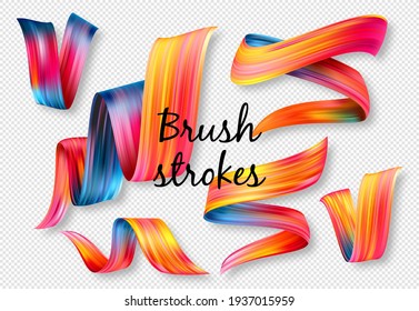 Set of colorful brush strokes. Vector illustration, eps10