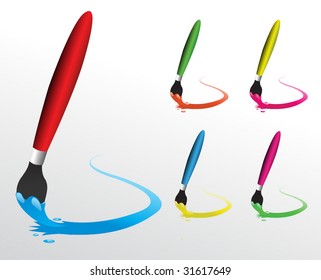 Set of colorful brushes vector