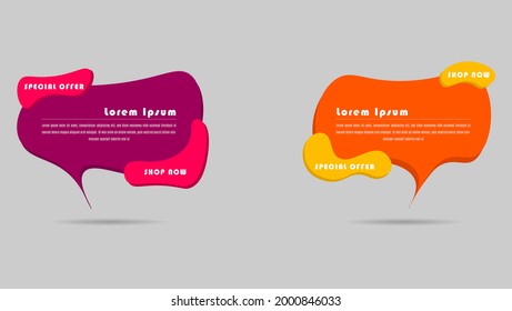 Set Colorful Bubble Speech Banner Sale Template Design