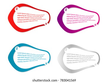 set of colorful bubble speech quote box template design isolated on white background