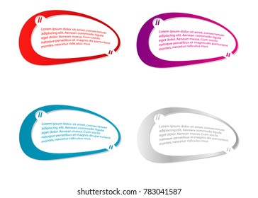 set of colorful bubble speech quote box template design isolated on white background
