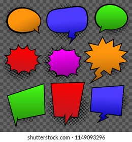 set colorful of bubble speech vector template with retro cartoon style, vintage concept  