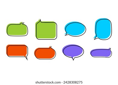 Set Colorful Bubble Talk Comunication Vectors on White Background