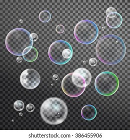 Set colorful bubble in vector. Isolated Soap Water bubbles collection