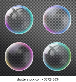 Set colorful bubble in vector. Isolated Soap Water bubbles collection