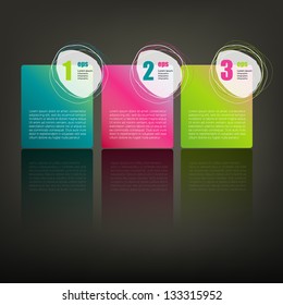 Set of Colorful Bubbles for Speech Vector Design. 1,2,3 steps text boxes. Infographic.