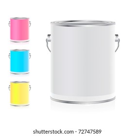 Set of colorful buckets