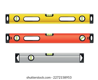 Colección de ilustraciones vectoriales de niveles de construcción coloridos (herramienta de nivel)