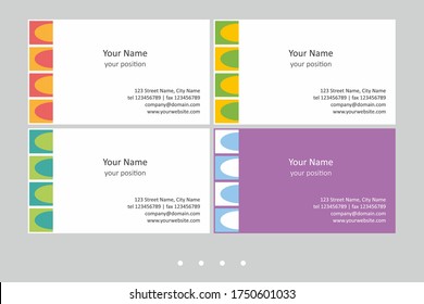 Set of colorful business card templates. Simple geometric abstract design and attractive colors - just add your text.