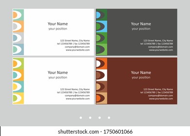 Set of colorful business card templates. Simple geometric abstract design and attractive colors - just add your text.