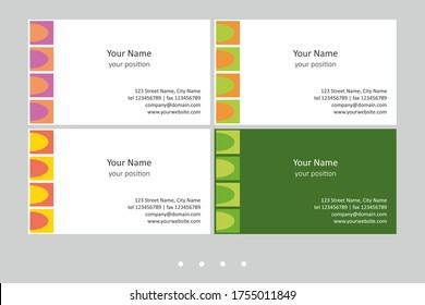 Set of colorful business card templates. Simple geometric abstract design and attractive colors - just add your text.