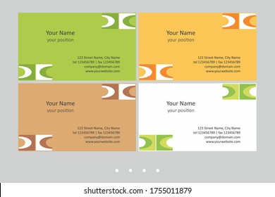 Set of colorful business card templates. Simple geometric abstract design and attractive colors - just add your text.