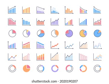 Set of colorful business diagrams and graphics for infographic illustration. Vector flat design symbols set