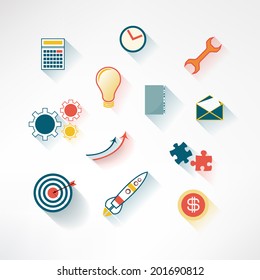 Set of colorful business icons made in modern flat design. Vector illustration