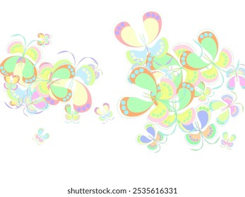 set of colorful butterflies  Delicate wings moths graphic design. Garden beings.