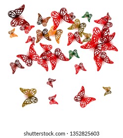 Set of colorful butterflies on a on white background